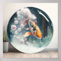 Japanese Koi Fish In Bubble