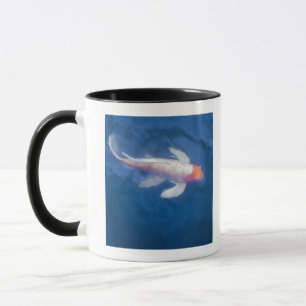 Japanese koi fish in pond, high angle view mug