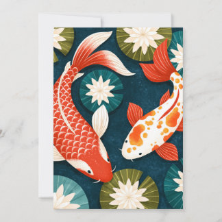 Japanese Koi Fish Lotus Flowers Zen Garden Announcement