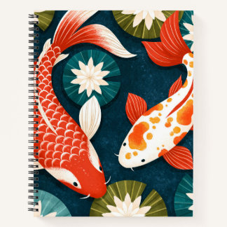 Japanese Koi Fish Lotus Flowers Zen Garden Notebook
