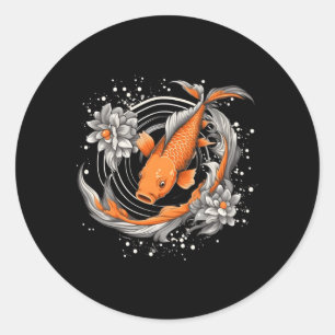 Japanese Koi Fish Nishikigoi Fish Blackboard Classic Round Sticker