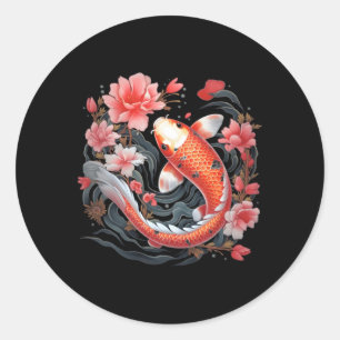 Japanese Koi Fish Nishikigoi Fish Blackboard Classic Round Sticker