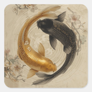 Japanese Koi Fish Painting Collection Square Sticker