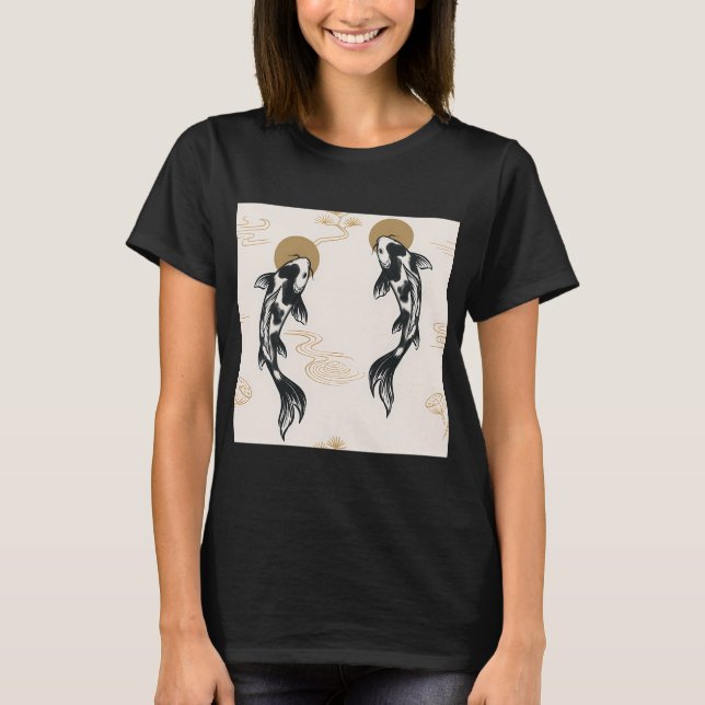 Japanese Koi Fish Pattern T-Shirt (Front)