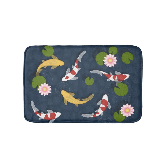 Japanese Koi Fish Pond Bath Mat (Front)