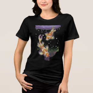 Japanese Koi Fish Pond Illustration Aesthetic Tri-Blend Shirt