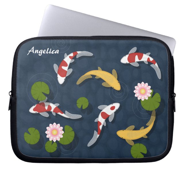 Japanese Koi Fish Pond Laptop Sleeve (Front)