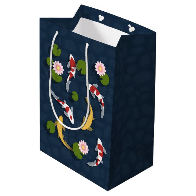 Japanese Koi Fish Pond Medium Gift Bag (Back Angled)