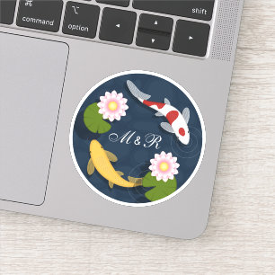 Japanese Koi Fish Pond Monogram Initial