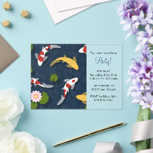 Japanese Koi Fish Pond Party Acrylic Invitations