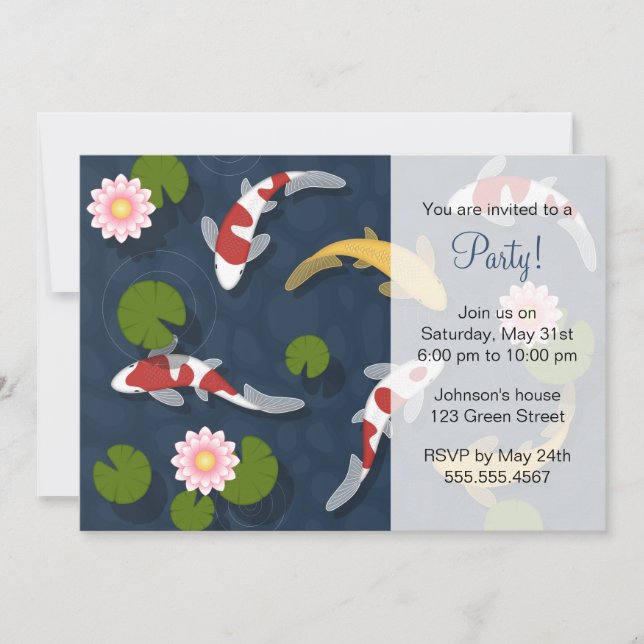 Japanese Koi Fish Pond Party Invitation (Front)