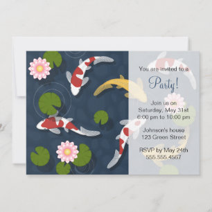 Japanese Koi Fish Pond Party Invitation
