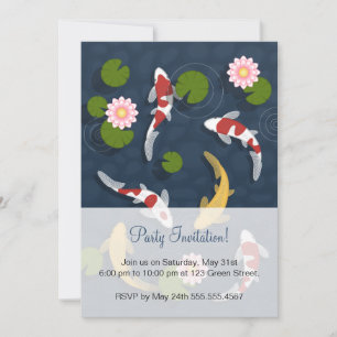 Japanese Koi Fish Pond Party Invitation