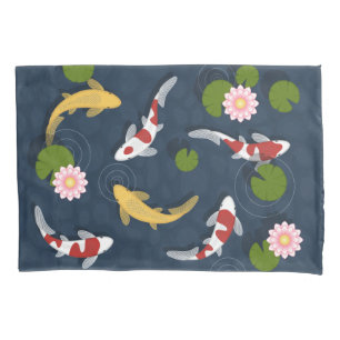 Japanese Koi Fish Pond Pillow Case