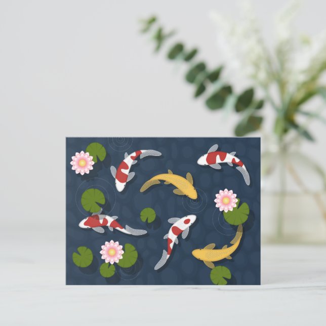 Japanese Koi Fish Pond Postcard (Standing Front)