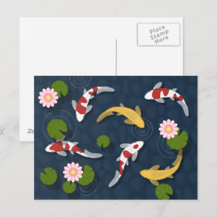 Japanese Koi Fish Pond Postcard