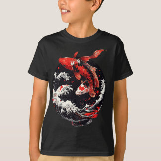 Japanese Koi Fish – Red & Black Waves T-Shirt
