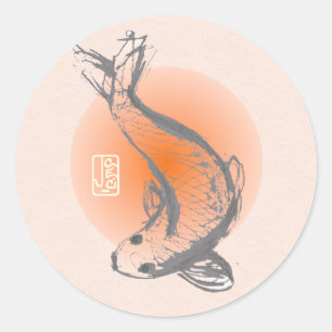 Japanese KOI Fish Round Sticker