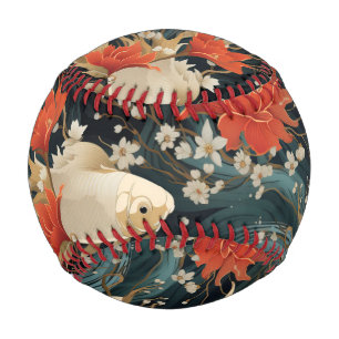 Japanese Koi Fish Seamless Pattern Baseball