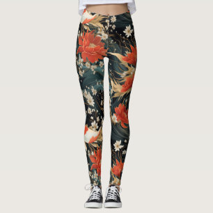 Japanese Koi Fish Seamless Pattern Leggings