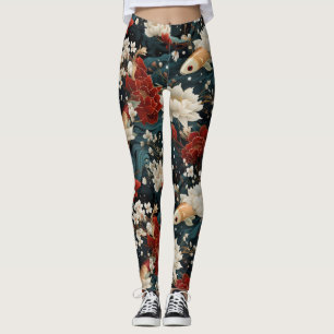 Japanese Koi Fish Seamless Pattern Leggings