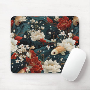Japanese Koi Fish Seamless Pattern Mouse Mat
