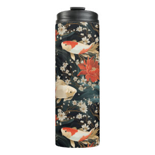 Japanese Koi Fish Seamless Pattern Thermal Tumbler