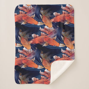 Japanese Koi Fish Sherpa Blanket