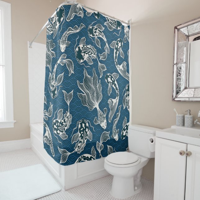 Japanese Koi Fish Shower Curtain (In Situ)