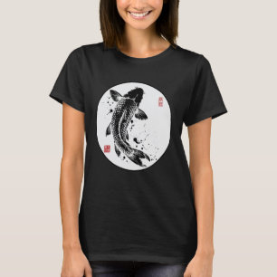 Japanese Koi Fish Sumi-e Ink Wash Gyotaku T-Shirt