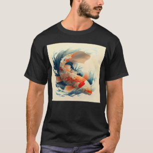 Japanese Koi fish swimming through a great wave T-Shirt
