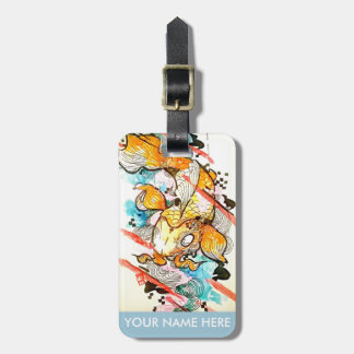 Japanese Koi Fish Watercolor Art Painting Luggage Tag