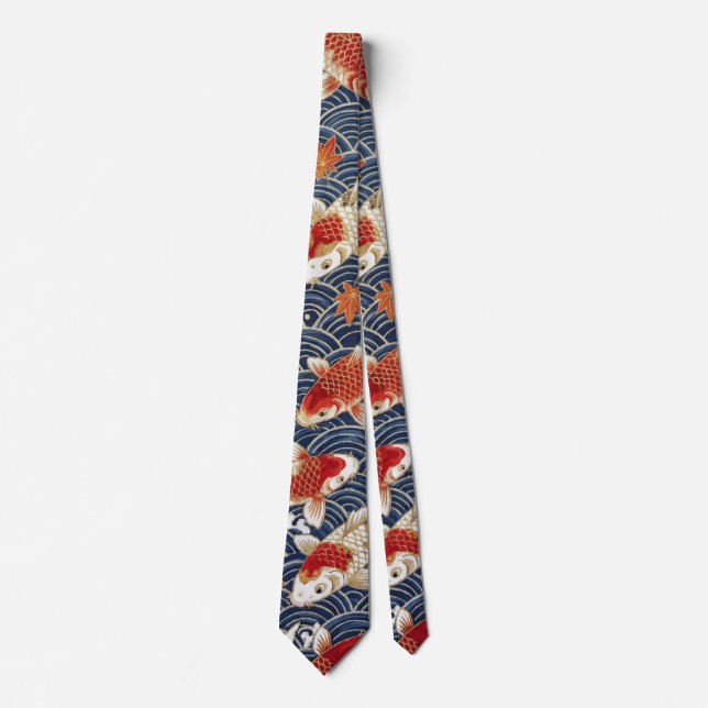 Japanese Koi Fish Waves Tie (Front)