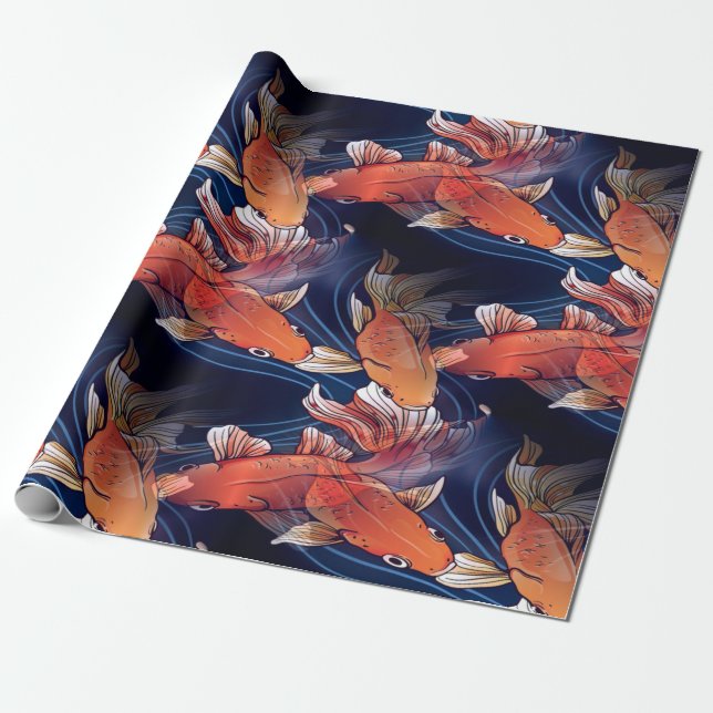 Japanese Koi Fish Wrapping Paper (Unrolled)