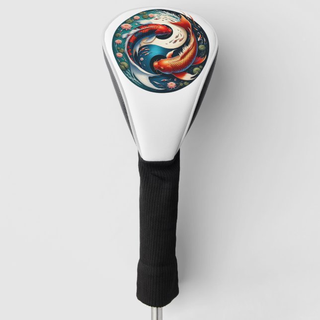 Japanese Koi Fish Yin Yang Golf Head Cover (Front)
