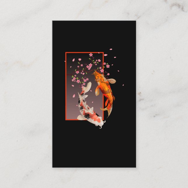 Japanese Koi Fishes and Flowers Business Card (Front)
