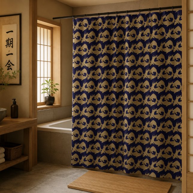 Japanese Koi Goldfish Frieze Pattern Shower Curtain (Creator Uploaded)