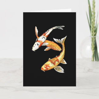 Japanese Koi Goldfish on Black Card