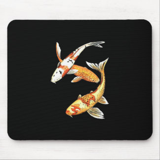 Japanese Koi Goldfish on Black Mouse Mat