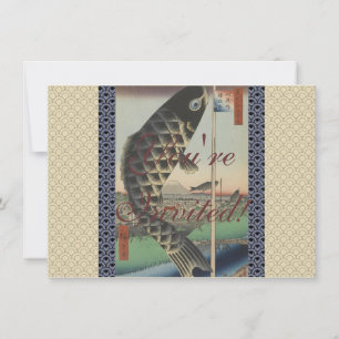 Japanese Koi Hiroshige Fish Festival Flag Invitation