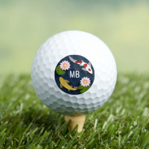 Japanese Koi Monogram Initials Golf Balls
