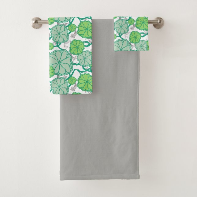Japanese Koi Pond Bath Towel Set (Insitu)