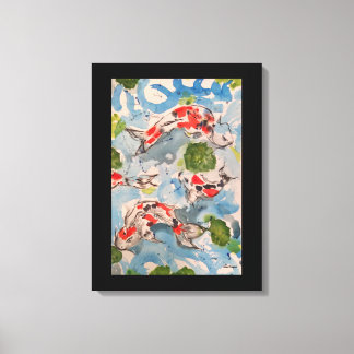 Japanese Koi Watercolor Print Canvas 18x24