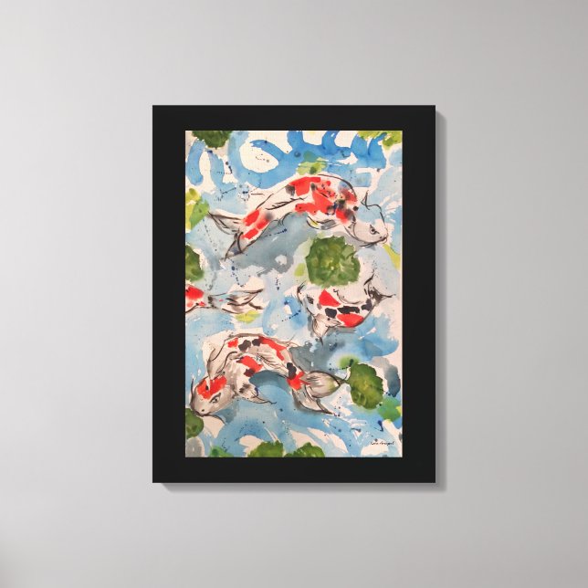 Japanese Koi Watercolor Print Canvas 18x24 (Front)