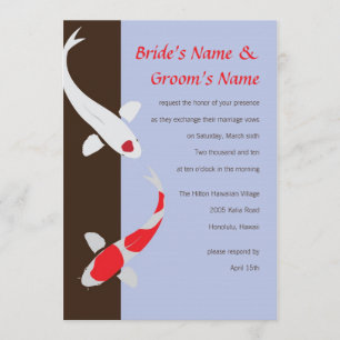 Japanese Koi Wedding Invitation - Lavender