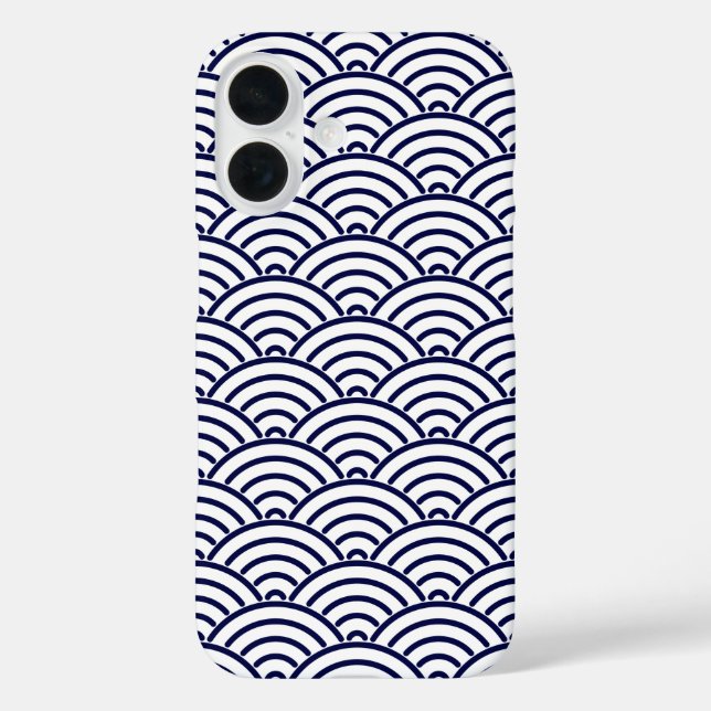 Japanese Koinobori Fish Scale in Delft Blue Case-Mate iPhone Case (Back)