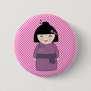 Japanese Kokeshi Doll Button