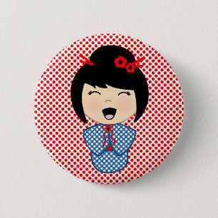 Japanese Kokeshi Doll Button