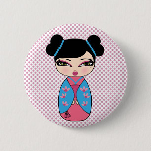 Japanese Kokeshi Doll Button