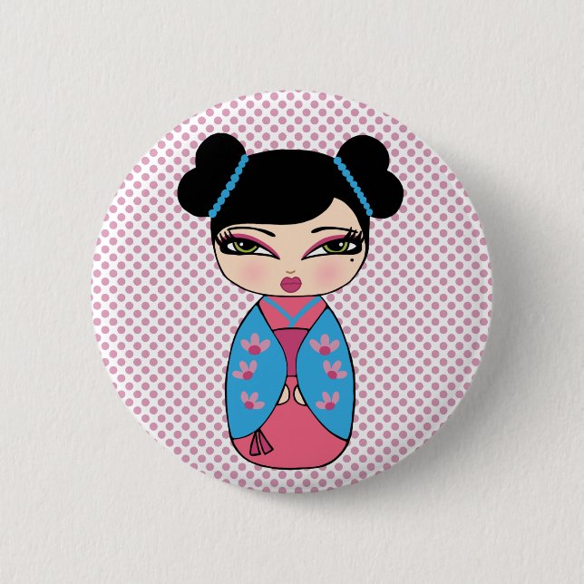 Japanese Kokeshi Doll Button (Front)